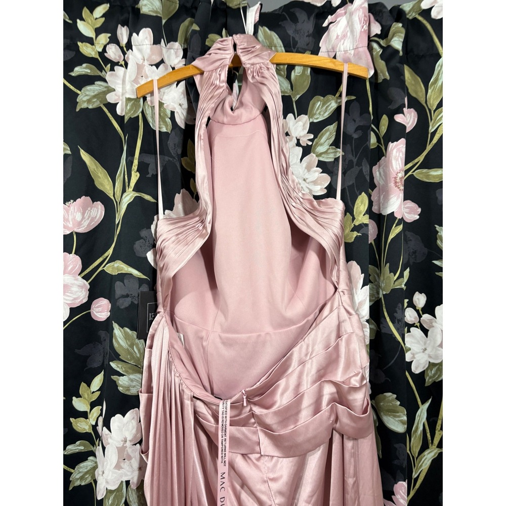Ieena for Mac Duggal 11642 SHK Blush Pink Satin Halter Gown Dress Womens 12 - Picture 9 of 12